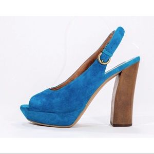 Jeffrey Campbell Friend Blue Suede Platform Heels